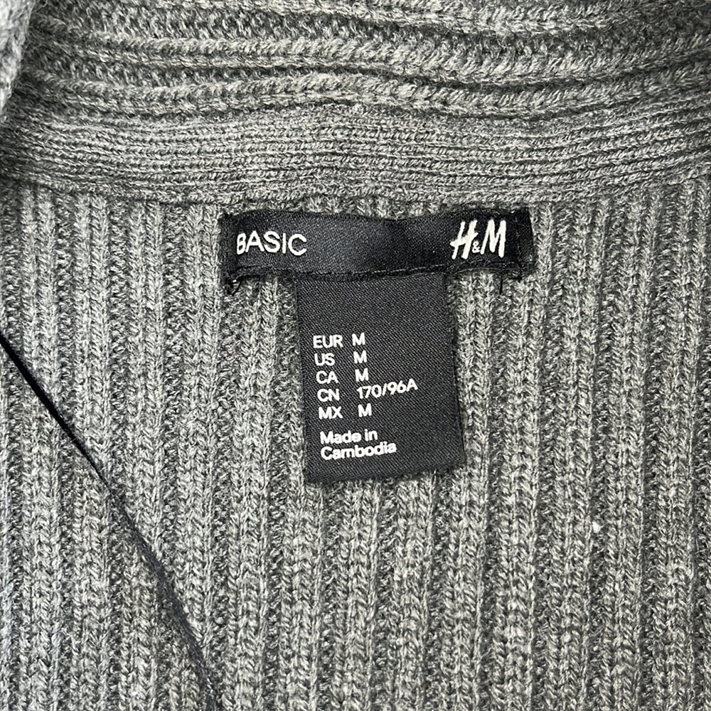 H&M Medium Dark Gray Ribbed Cardigan Sweater - Picture 3 of 5